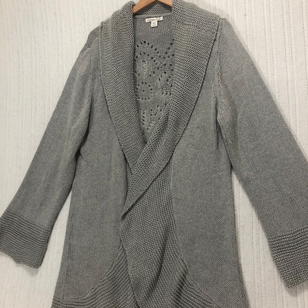 Coldwater Creek Women's Gray Knit Open Front Cardigan Sweater XL(18)